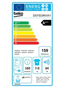 Sèche linge pompe à chaleur BEKO DS7533RXW1