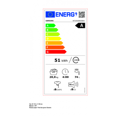 Lave linge SAMSUNG WF20DG8650BWU3 20 kilos grosse capacité