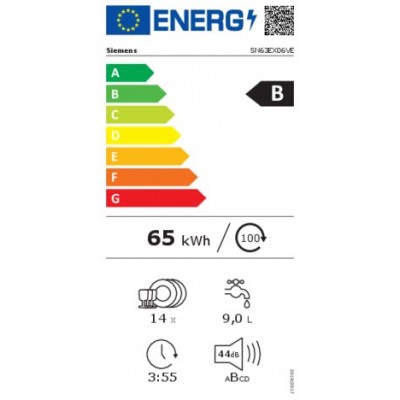 Lave vaisselle encastrable SIEMENS SN63EX06VE Classe B